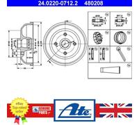 ATE 24.0220-0712.2 Brake drum