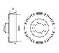 Brake drum Rear Axle 0 986 477 165 BOSCH for NISSAN NP300 PICKUP PICK UP NAVARA