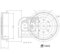 Brake drum Rear Axle 176976 FEBI BILSTEIN for FIAT OPEL