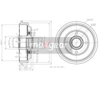 Brake drum Rear Axle 19-2316 MAXGEAR for FORD MAZDA