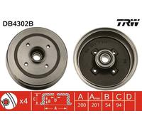 Brake Drum TRW DB4302B for OPEL