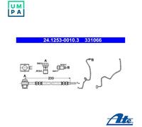 ATE Brake Hose 24.1253-0010.3 with banjo bolt for VW, Audi, Skoda