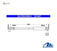 Brake Hose ATE 24.5102-0304.3 for BMW 3 (E30) 1.6 1988-1991