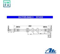 Flexible brake hose 24.5105-0442.3 ATE for VW SEAT
