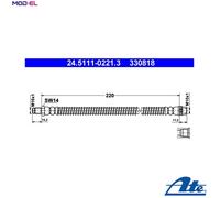 ATE Brake Hose 24.5111-0221.3 - for Nissan Renault Opel Vauxhall Primastar Bus X83 F4R 720 - New