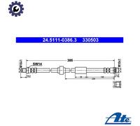 ATE Brake Hose 24.5111-0386.3 - Flexible Brake Line for Renault Opel Nissan Vauxhall