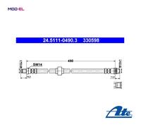 BRAKE HOSE 24.5111-0490.3 FOR RENAULT ESPACE/III/Mk G9T710 G8T716/714/760 2.2L