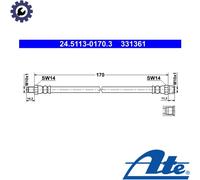 BRAKE HOSE 24.5113-0170.3 FOR VW TRANSPORTER/T4/Platform/Chassis/Van/Bus 1.9L