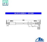 ATE 24.5113-0209.3 Brake Hose for AUDI