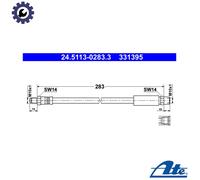 ATE Brake Hose 24.5113-0283.3 for BMW 7 E38 Sedan Z8 Roadster E52 M62B35 3.5L 8cyl