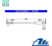 BRAKE HOSE 24.5113-0283.3 FOR BMW 7/E38/Sedan Z8/Roadster/E52 M62B35 3.5L 8cyl