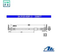 Brake Hose ATE Fits MERCEDES A208 A209 C140 C208 C209 CL203 R129 2104280035