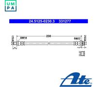 ATE Brake Hose 24.5125-0230.3 Brake Line,Brake Pipe BMW,3 Touring (E91),3 Limousine (E90),1 Schrägheck (E87),1 Schrägheck (F20),3 Touring (F31)
