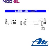 ATE 24.5131-0495.3 Brake Hose for MERCEDES-BENZ