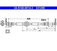 BRAKE HOSE 24.5140-0514.3 FOR VW MULTIVAN/T5/Mk/VI/T6 TRANSPORTER/Van/Bus 2.0L