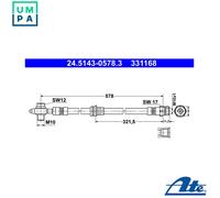 Flexible brake hose 24.5143-0578.3 ATE for VW AUDI
