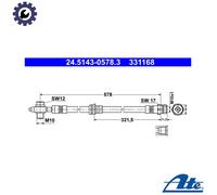 Flexible brake hose 24.5143-0578.3 ATE for VW AUDI