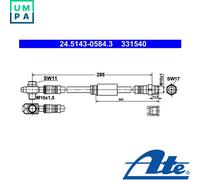 FRONT BRAKE HOSE FITS: VW JETTA VI 1.2 TSI/1.6 TDI/2.0 TDI/1.4 TSI/2.0 TFSI/2