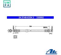 BRAKE HOSE 24.5148-0354.3 FOR FORD EYPC/EYPA/EYPD/EYPB 1.8L RWPA/RWPB 1.8L 4cyl