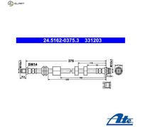 ATE Brake Hose 24.5162-0375.3 375 M10x1 VOLVO: V60 I, S80 II, S60 II