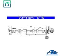 ATE Brake Hose 24.5162-0390.3 - for FORD S-MAX (WA6) 2.0 2006-2014