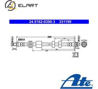Brake Hose ATE 24.5162-0390.3 for FORD S-MAX (WA6) 2.0 2006-2014