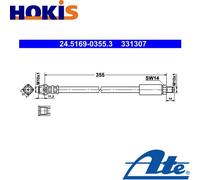 Flexible brake hose 24.5169-0355.3 ATE for BMW 7