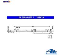 Brake Hose ATE 24.5169-0458.3 for BMW 3 (E36) 1.6 1993-1998