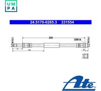 BRAKE HOSE 24.5170-0285.3 FOR BMW 6/F13/Convertible/F12/Gran/F0 N47D20C B47D20
