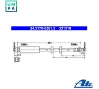 Flexible brake hose 24.5170-0361.3 ATE for VOLVO S70 V70 C70 I Convertible