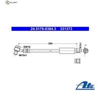 ATE 24.5176-0384.3 Brake Hose for ,CHEVROLET,OPEL,SAAB,VAUXHALL