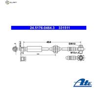 Flexible brake hose 24.5176-0464.3 ATE for OPEL INSIGNIA A INSIGNIA A Saloon