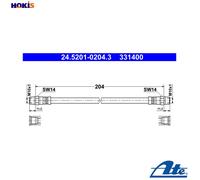 ATE Brake Hose 24.5201-0204.3 204 BMW: 7, 5 Touring, 02 Saloon, VOLVO: 850 Estate, V70 I, C70 I Coupe
