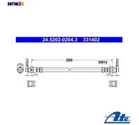BRAKE HOSE 24.5202-0204.3 FOR BMW M41D17 1.7L M43B18 M42B18 M40B18 1.8L M44B19