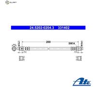 ATE New Brake Hose 24.5202-0204.3 for BMW 3 Series E36 (M40/M43/M42/M50)