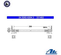 ATE New Brake Hose 24.5202-0204.3 for BMW 3 Series E36 (M40/M43/M42/M50)
