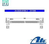 BRAKE HOSE 24.5225-0160.3 FOR VW TRANSPORTER/T4/Platform/Chassis/Van/Bus 1.9L
