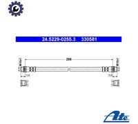 Flexible brake hose 24.5229-0255.3 ATE for RENAULT CITROËN PEUGEOT