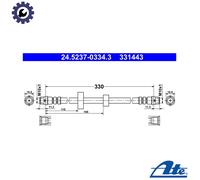 Flexible brake hose 24.5237-0334.3 ATE for VW TRANSPORTER / CARAVELLE Mk IV Bus