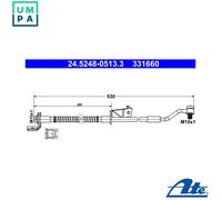 Fits ATE 24.5248-0513.3 BRAKE CABLE ELASTIC. HYUNDAI P. I20 1.1-1.6 CRDI 08-14 P
