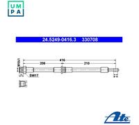 Flexible brake hose 24.5249-0416.3 ATE for MITSUBISHI VOLVO