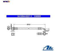 ATE Brake Hose 24.5264-0221.3 - Toyota Corolla E12 (1ZZ-FE, 1NZ-FE, 1CD-FTV)