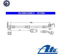 BRAKE HOSE 24.5265-0348.3 FOR TOYOTA AURISAVENSIS 1WW/1ZR-FAE 1.6L2WW 2.0L 4cyl