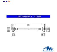 ATE Brake Hose 24.5284-0283.3 - Flexible - for Subaru, Suzuki (Ignis II 1.0L, Justy III, Wagon R+)