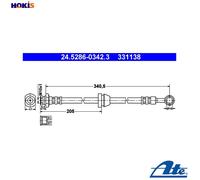 Flexible brake hose 24.5286-0342.3 ATE for CHEVROLET DAEWOO