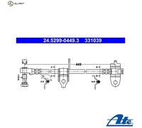 ATE Brake Hose 24.5299-0449.3 449 M10x1 Ford Transit Mk5 Van/Minibus/Platform/Chassis