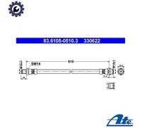 ATE Brake Hose 83.6105-0510.3 for Mercedes-Benz Sprinter