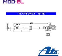 Brake Hose ATE 83.7752-0460.3 for BMW 3 (E46) 3.0 2000-2005
