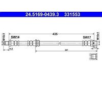 ATE Brake Hose 24.5169-0439.3 - 435 M10x1 - Fits BMW X5/X6 (E70/F15/F85)