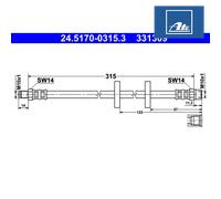 Brake Hose ATE 24.5170-0315.3 For AUDI, VW, SEAT